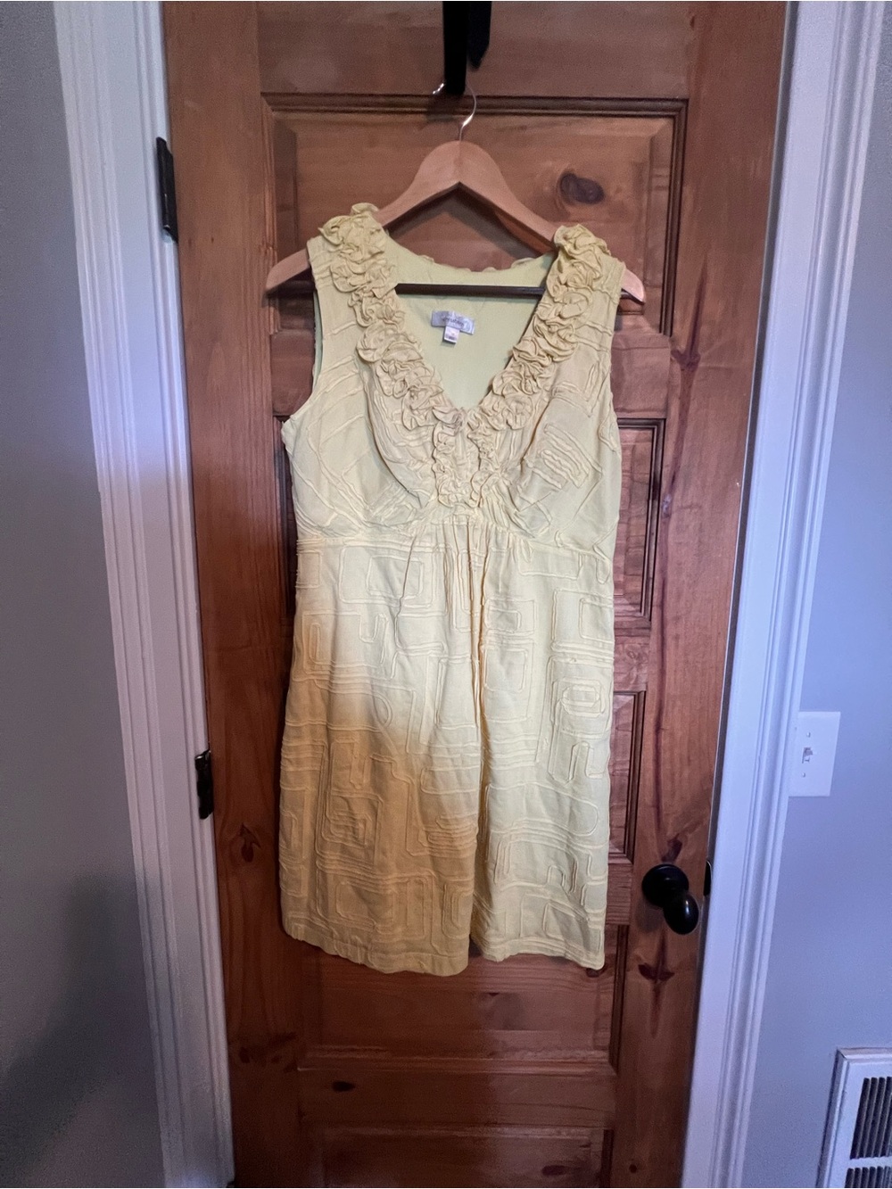 Dress Barn Light Yellow Ruffle V-Neck Mini Dress